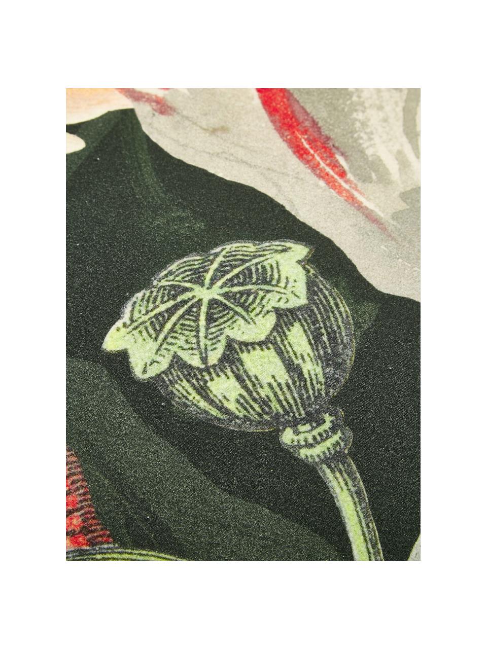 Flanell-Wendebettwäsche Esmee mit Blumen-Muster, Webart: Flanell Flanell ist ein k, Dunkelgrün, Mehrfarbig, 155 x 220 cm + 1 Kissen 80 x 80 cm