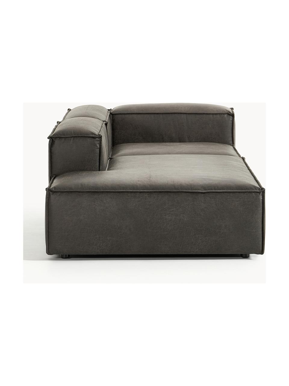 Diván modular de cuero reciclado Lennon, Tapizado: cuero reciclado (70% cuer, Estructura: madera maciza, madera con, Patas: plástico Este producto es, Cuero gris pardo, An 269 x F 119 cm, reposabrazos izquierdo