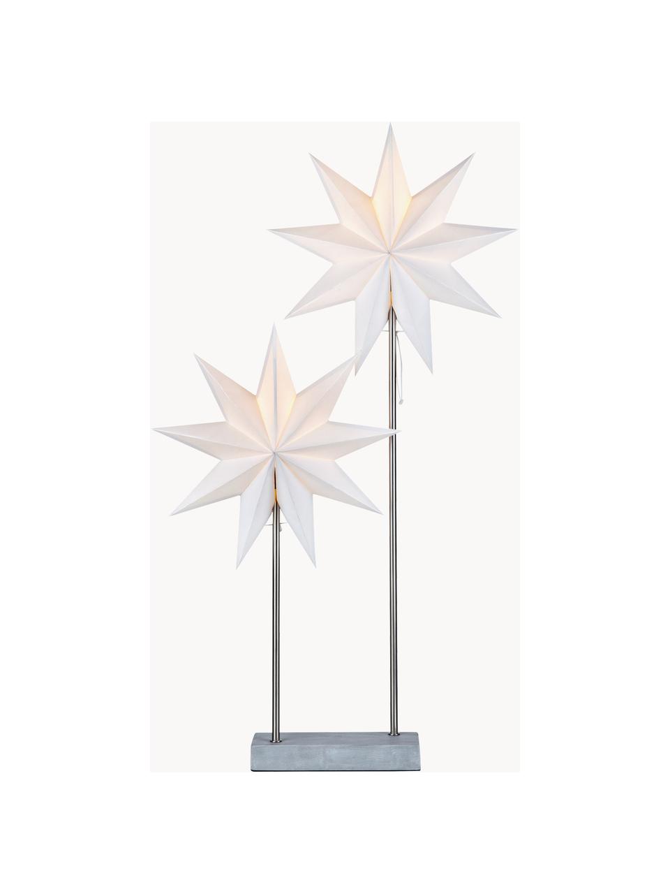 Estrellas luminosa artesanales Duva, Estructura: acero recubierto, Cable: plástico, Blanco, plateado, An 46 x Al 80 cm