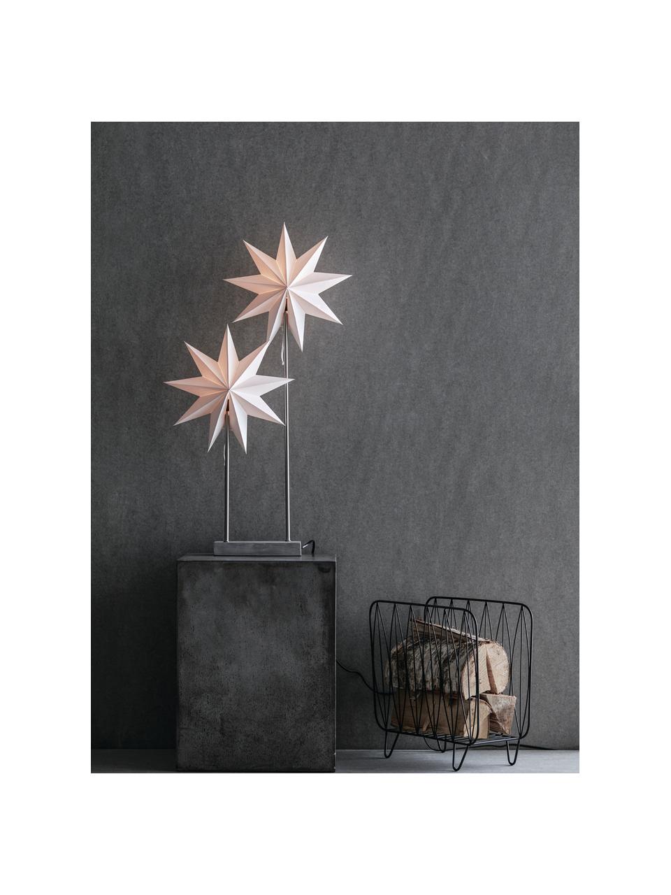 Ręcznie wykonana lampa w kształcie gwiazdy Duva, Stelaż: stal powlekana, Biały, odcienie srebrnego, S 46 x H 80 cm