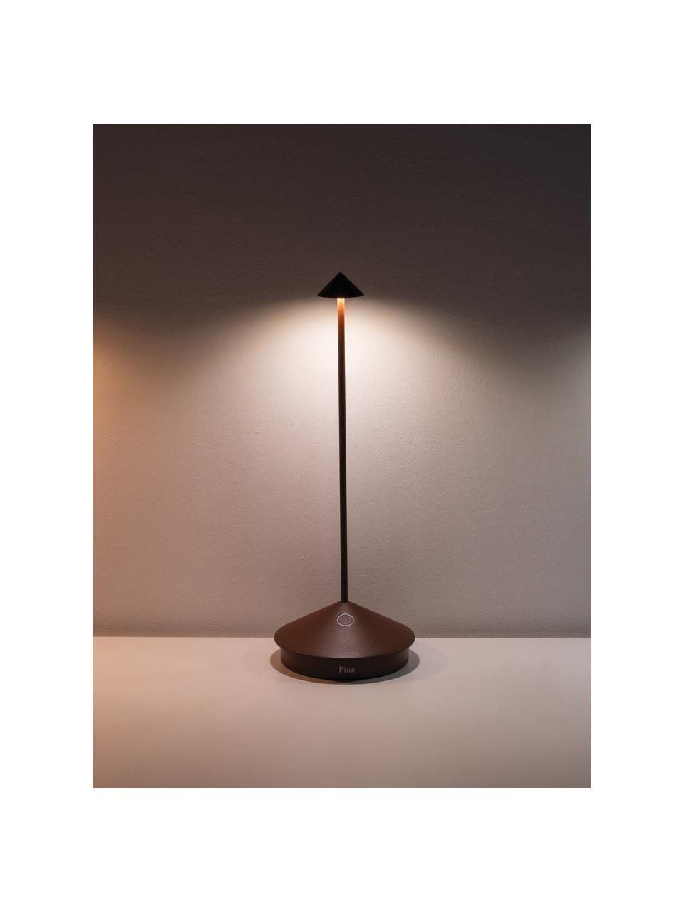 Malá prenosná stolová LED lampa Pina, Hnedá, Ø 11 x V 29 cm