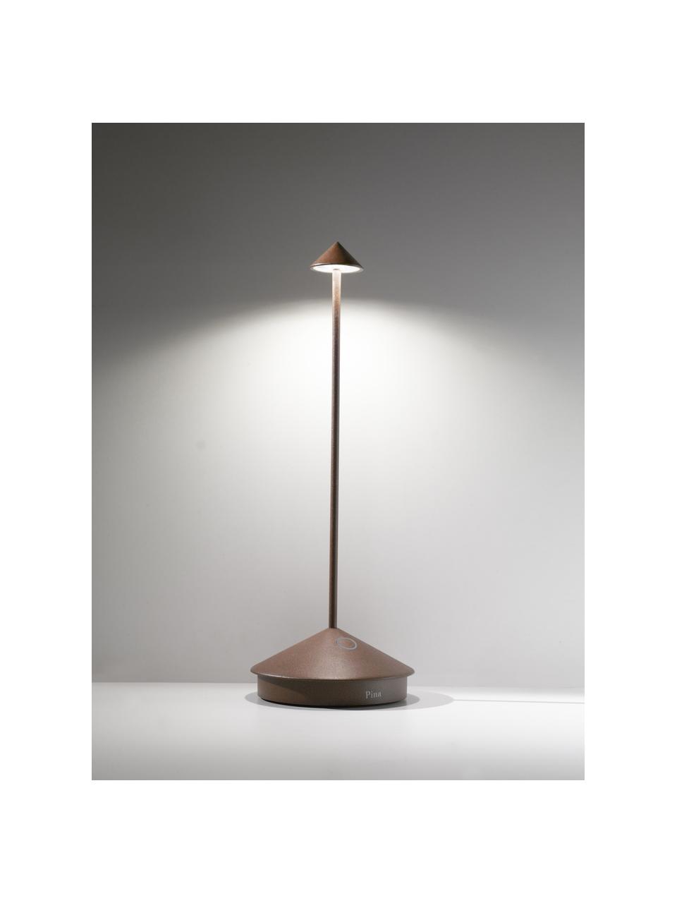 Petite lampe à poser LED mobile Pina, intensité lumineuse variable, Brun, Ø 11 x haut. 29 cm