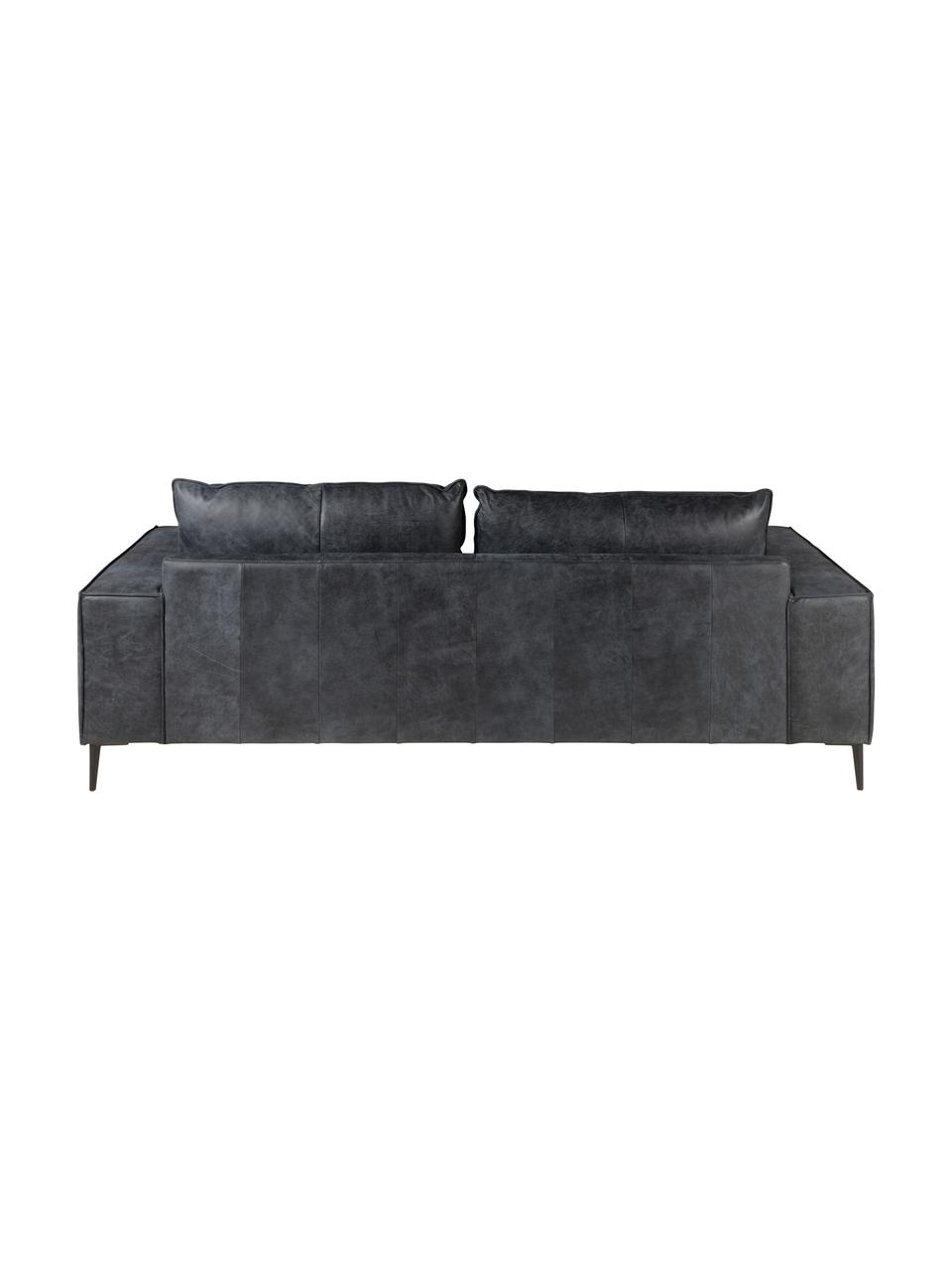 Leder-Sofa Brett (3-Sitzer), Bezug: Rindsleder, glatt, Gestell: Aluminium, lackiert, Leder Schwarzgrau, B 215 x T 90 cm