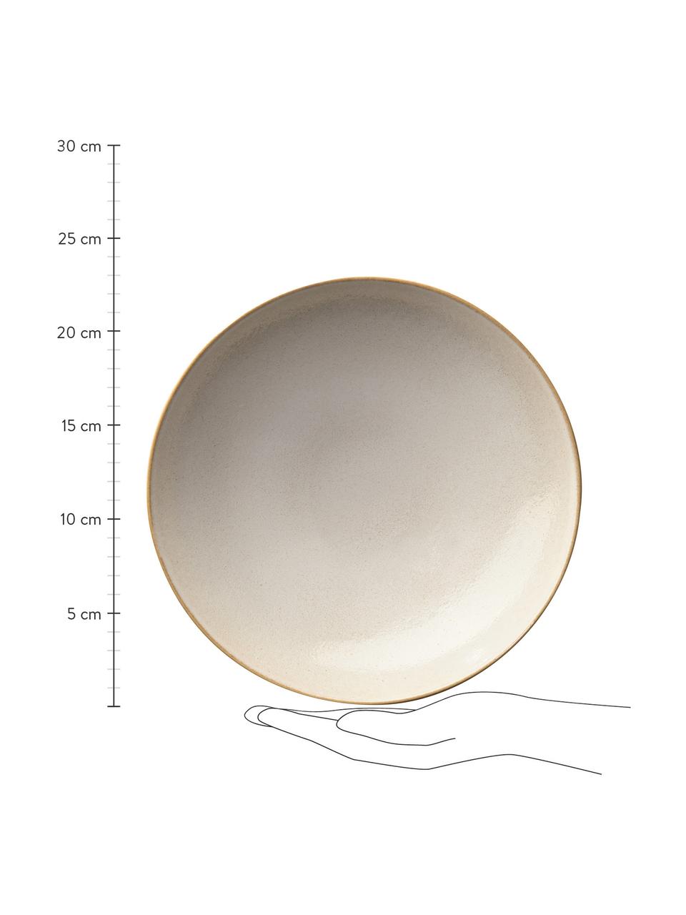 Plato hondo de gres Saisons, 6 uds., Gres, Beige, Ø 23 x Al 7 cm