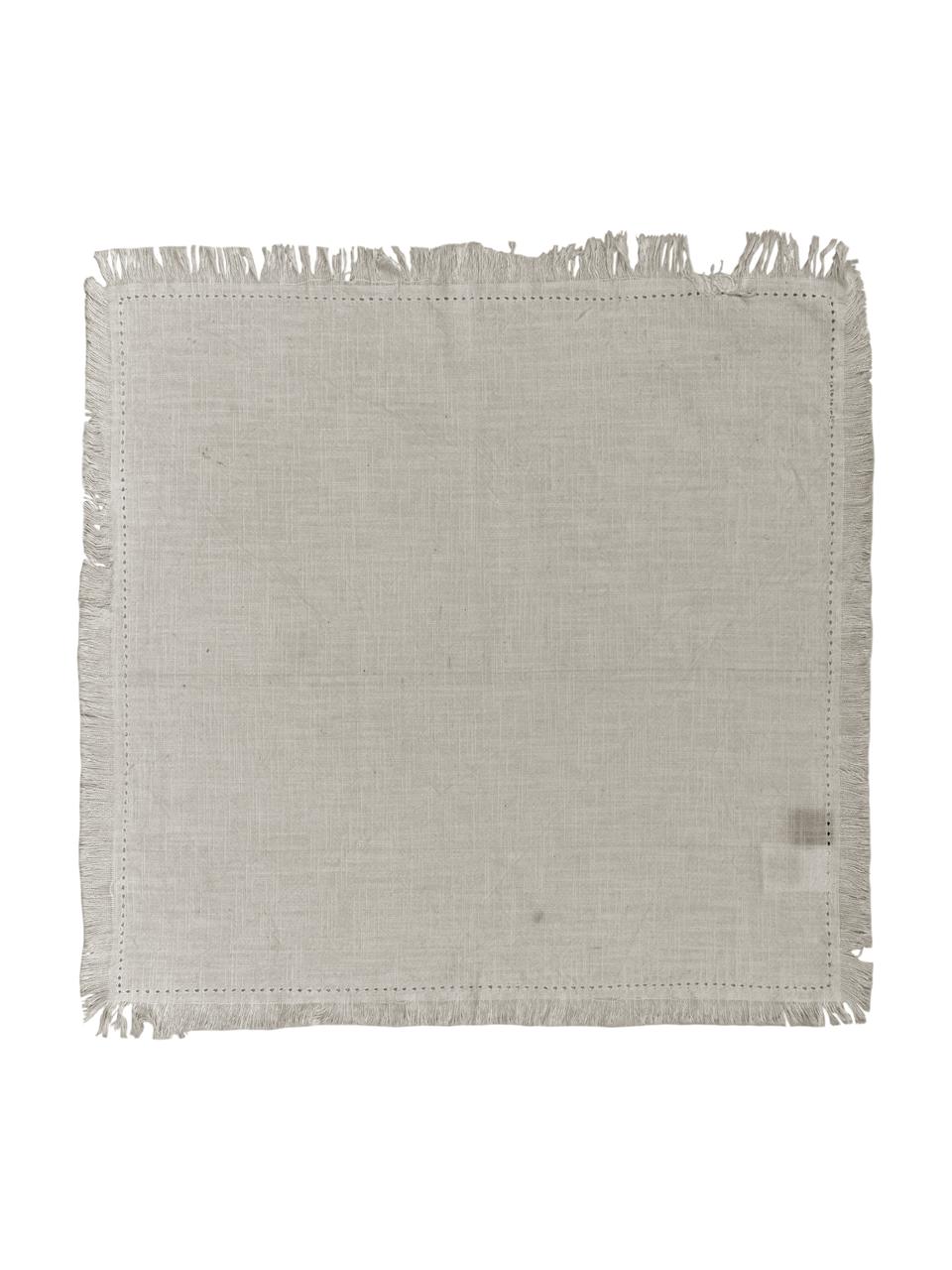 Baumwoll-Servietten Hilma mit Fransen, 2 Stück, 100% Baumwolle, Beige, 45 x 45 cm