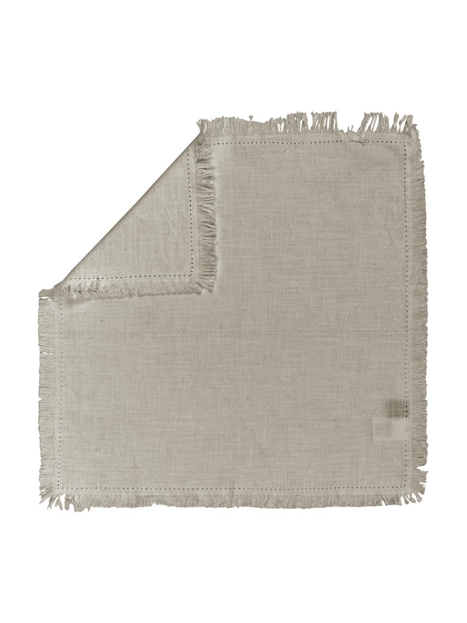 Baumwoll-Servietten Hilma mit Fransen, 2 Stück, 100% Baumwolle, Beige, 45 x 45 cm