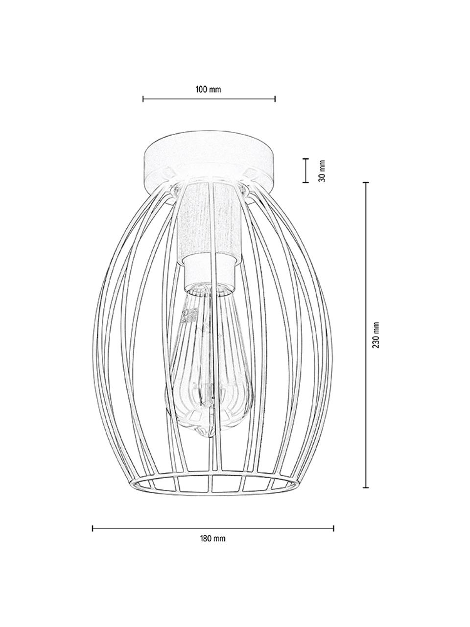 Lampa sufitowa Gunnar, Czarny, brązowy, Ø 18 x W 26 cm