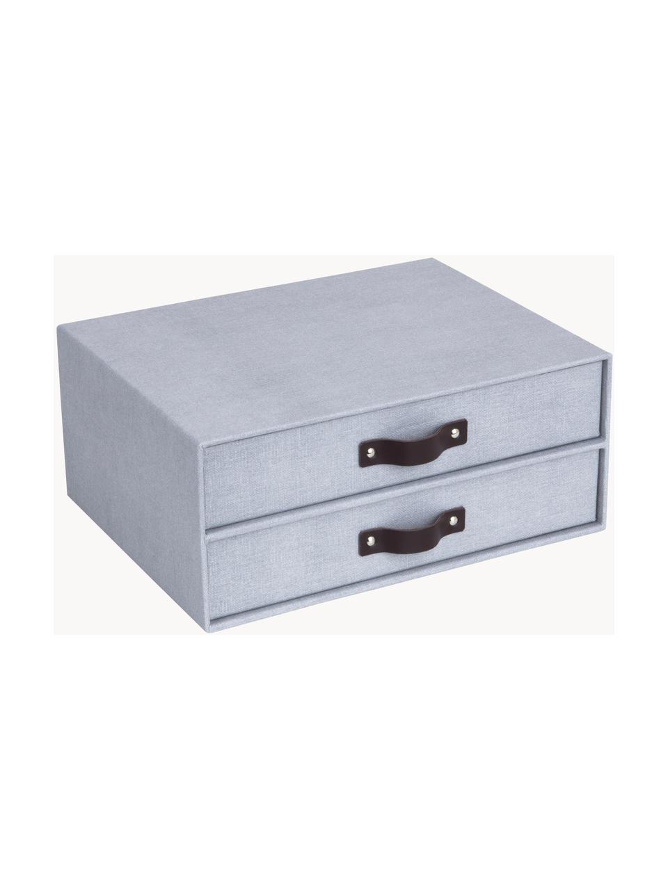 Organizador de escritorio Birger, Caja: canvas, cartón macizo, Asa: cuero, Gris azulado, marrón oscuro, L 33 x An 25 cm