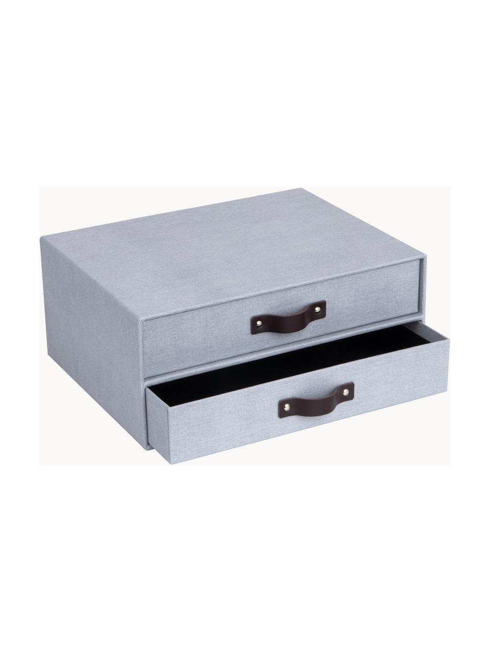 Bureau organizer Birger, Organizer: canvas, massief karton, Handvatten: leer, Grijsblauw, donkerbruin, B 33 x D 25 cm