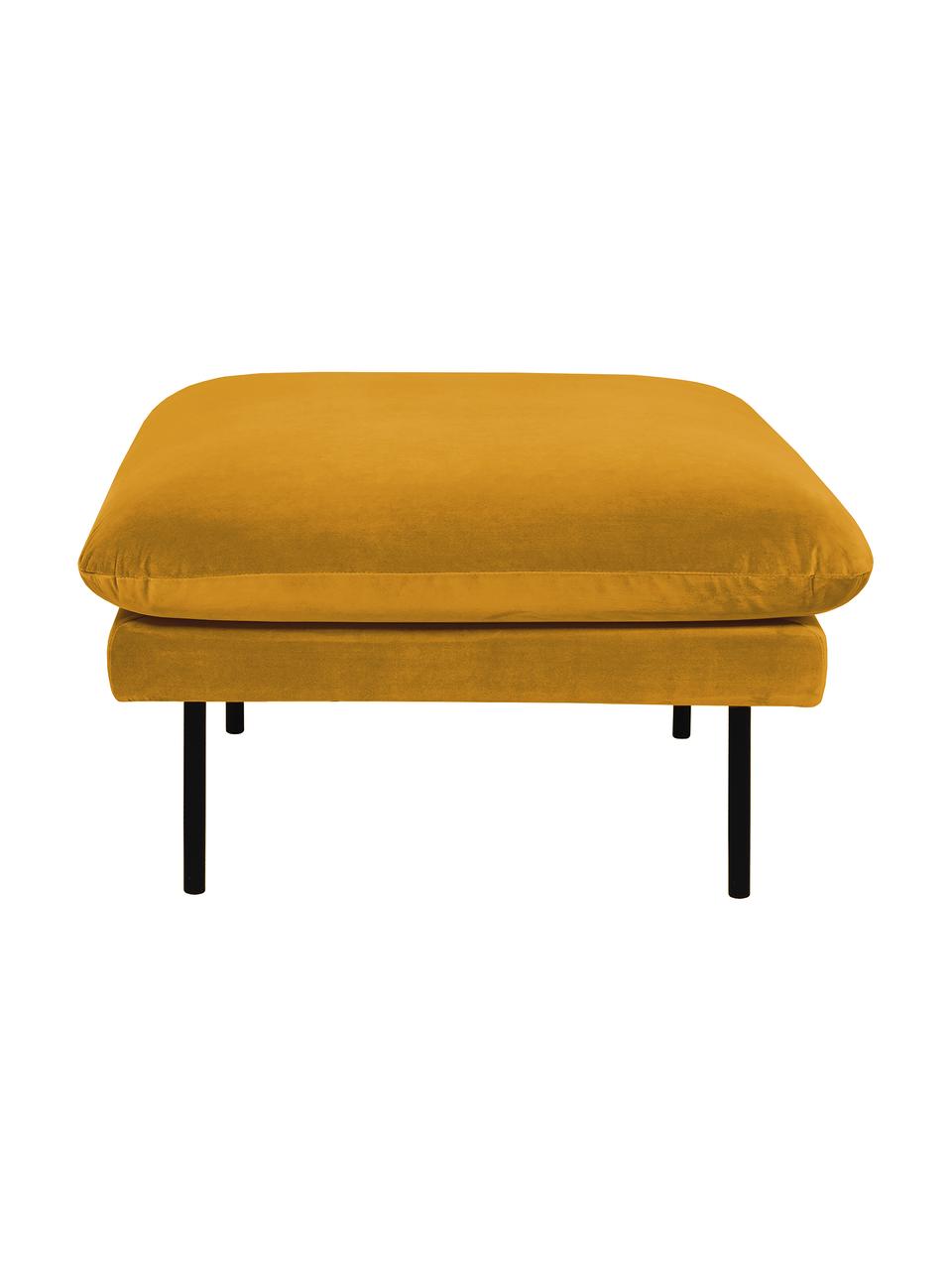 Reposapiés puf de terciopelo Moby, Tapizado: terciopelo (poliéster de , Estructura: madera de pino maciza, Patas: metal con pintura en polv, Terciopelo mostaza, An 78 x Al 48 cm