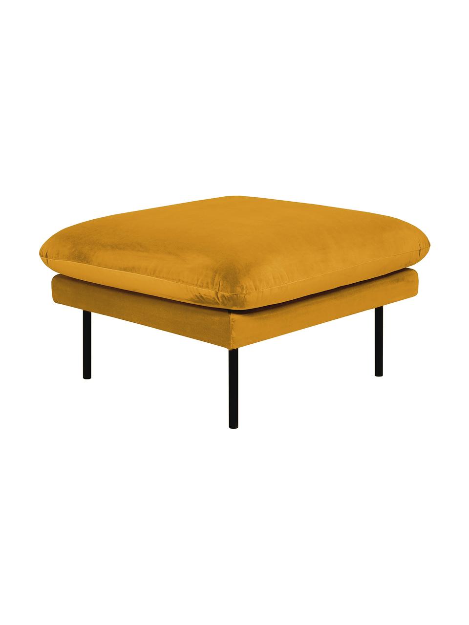 Reposapiés puf de terciopelo Moby, Tapizado: terciopelo (poliéster de , Estructura: madera de pino maciza, Patas: metal con pintura en polv, Terciopelo mostaza, An 78 x Al 48 cm