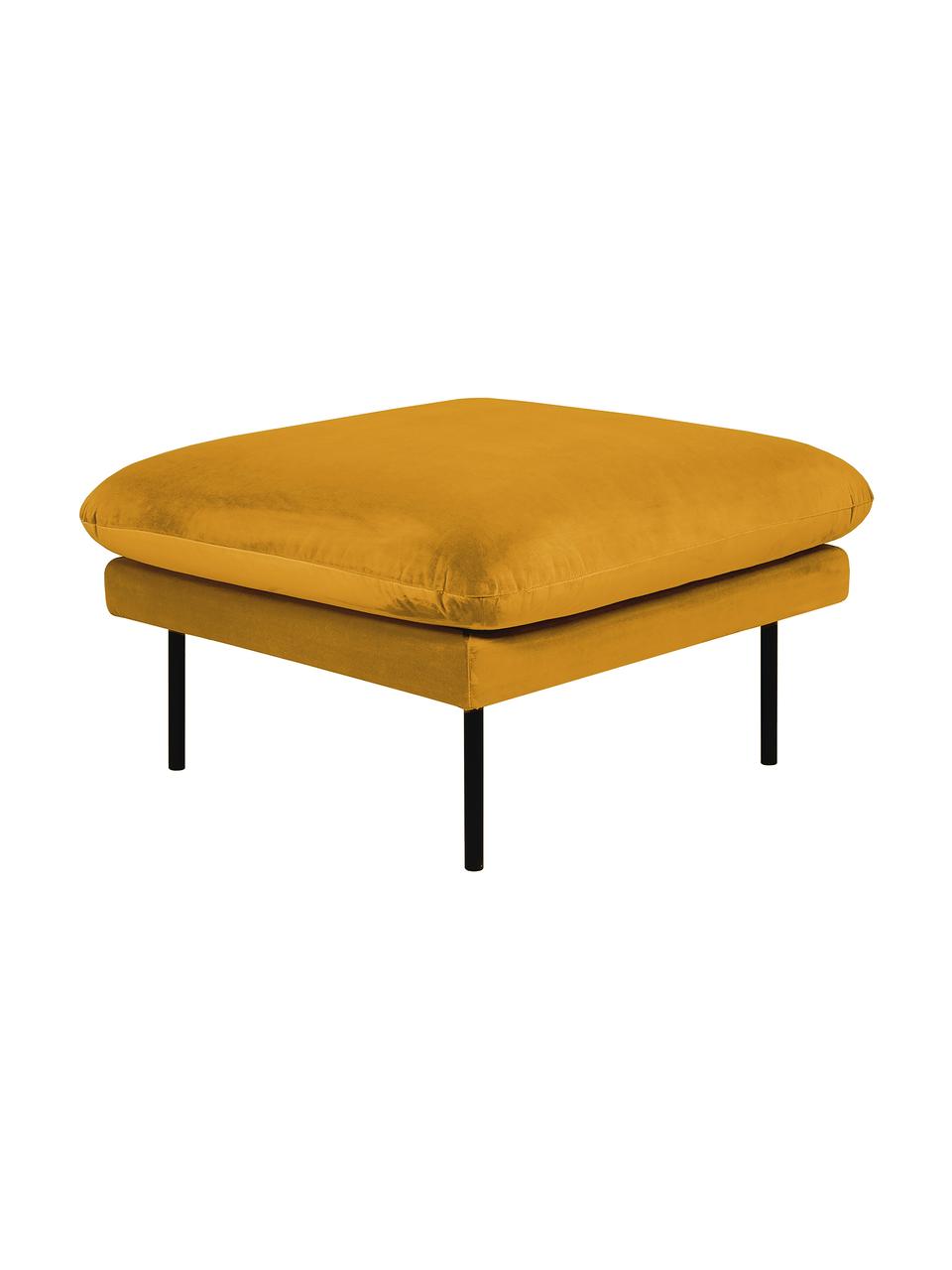 Tabouret de canapé en velours avec pieds en métal Moby, Velours jaune moutarde, larg. 78 x haut. 48 cm