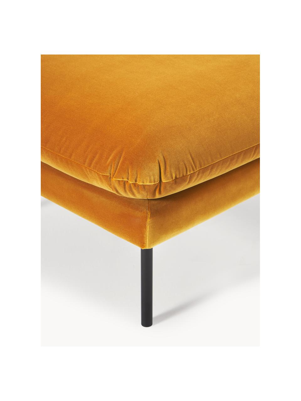 Poggiapiedi da divano in velluto Moby, Rivestimento: velluto (rivestimento in , Struttura: legno di pino massiccio, Velluto giallo senape, Larg. 78 x Prof. 78 cm