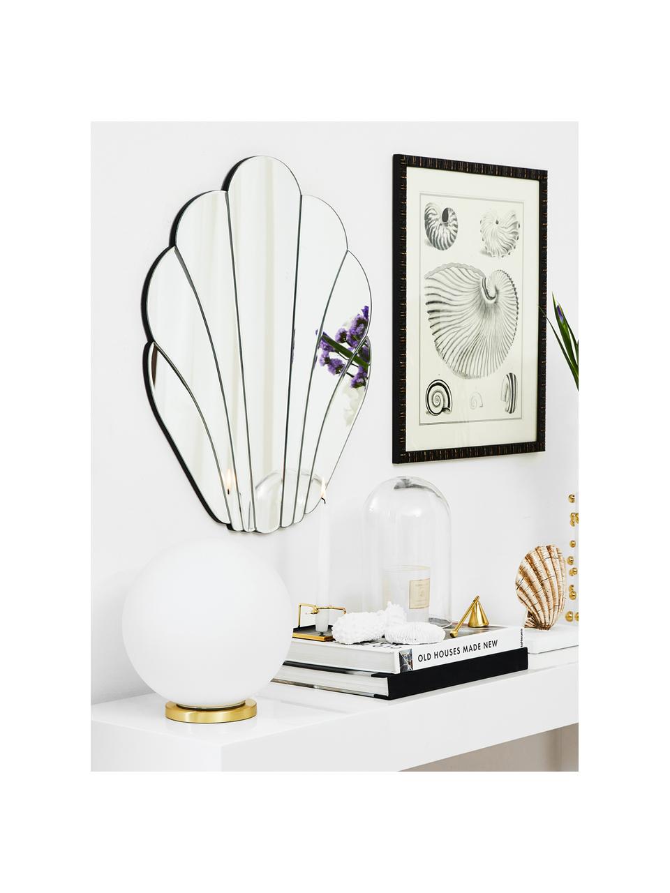 Lámpara de mesa pequeña de vidrio opalino Beth, Pantalla: vidrio, Cable: plástico, Blanco, latón, Ø 25 x Al 26 cm