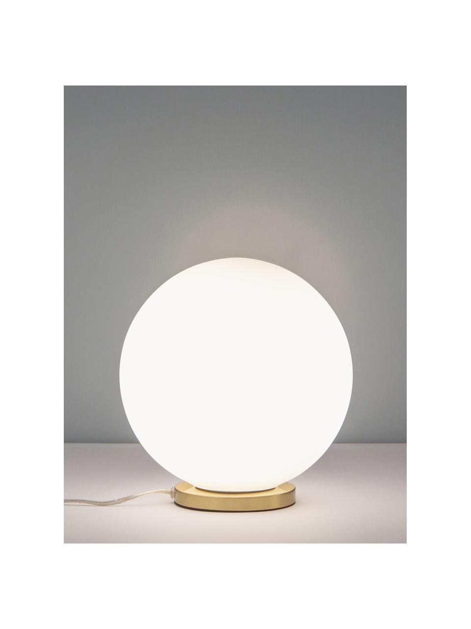 Petite lampe à poser boule Beth, Blanc, doré, Ø 25 x haut. 26 cm