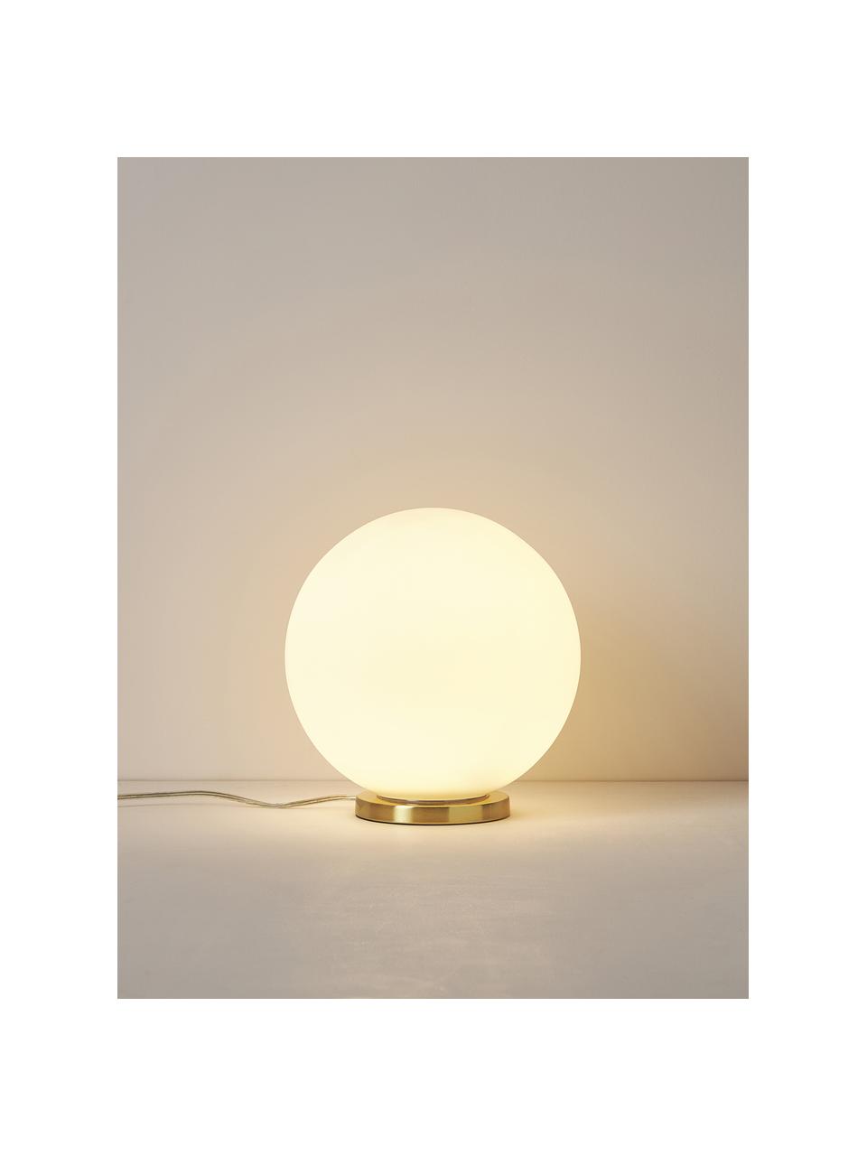 Lampa stołowa ze szkła opalowego Beth, Biały, odcienie złotego, Ø 25 x W 26 cm