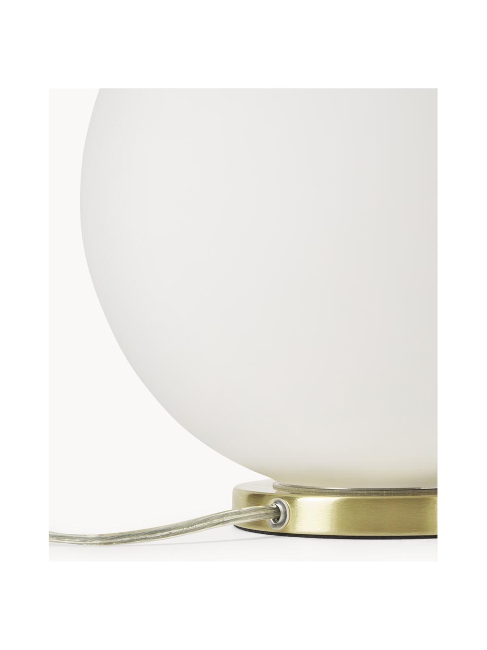 Lampada da tavolo in vetro opalino Beth, Paralume: vetro, Bianco, dorato, Ø 25 x Alt. 26 cm