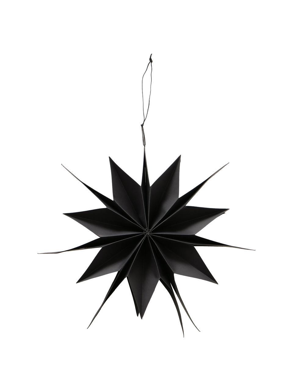 Stern-Anhänger Kassia, 2 Stück, Papier, Schwarz, Ø 40 x T 8 cm