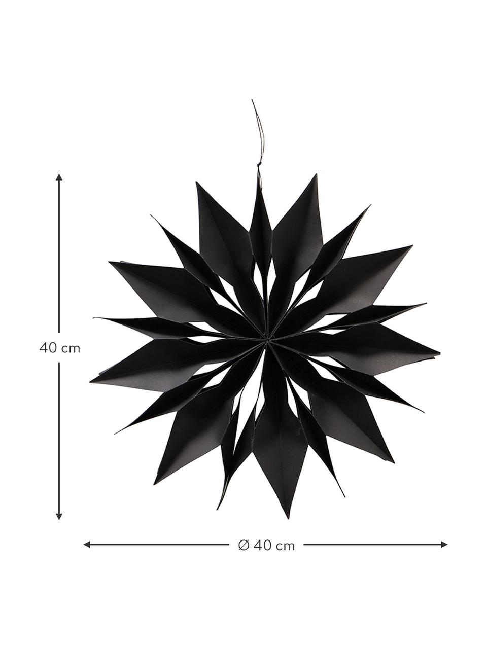 Ster hanger Kassia, set van 2, Papier, Zwart, Set met verschillende formaten