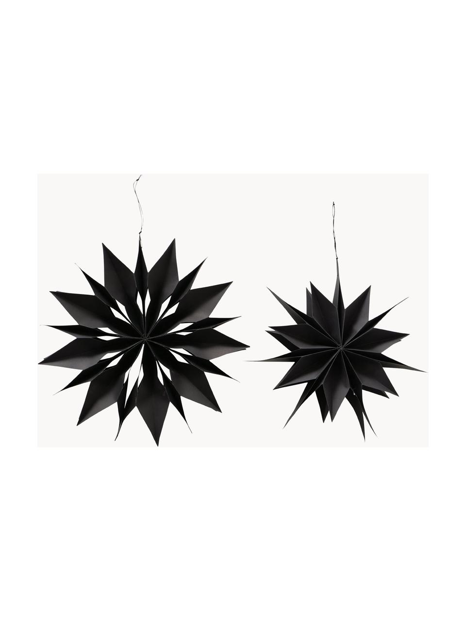 Estrellas para colgar Kassia, 2 uds., Papel, Negro, Set de diferentes tamaños