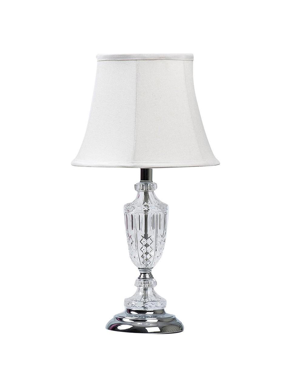 Lámpara de mesa Jesin, Base de la lámpara: resina, vidrio, Pantalla: lino, Blanco, Ø 30 x Al 59 cm