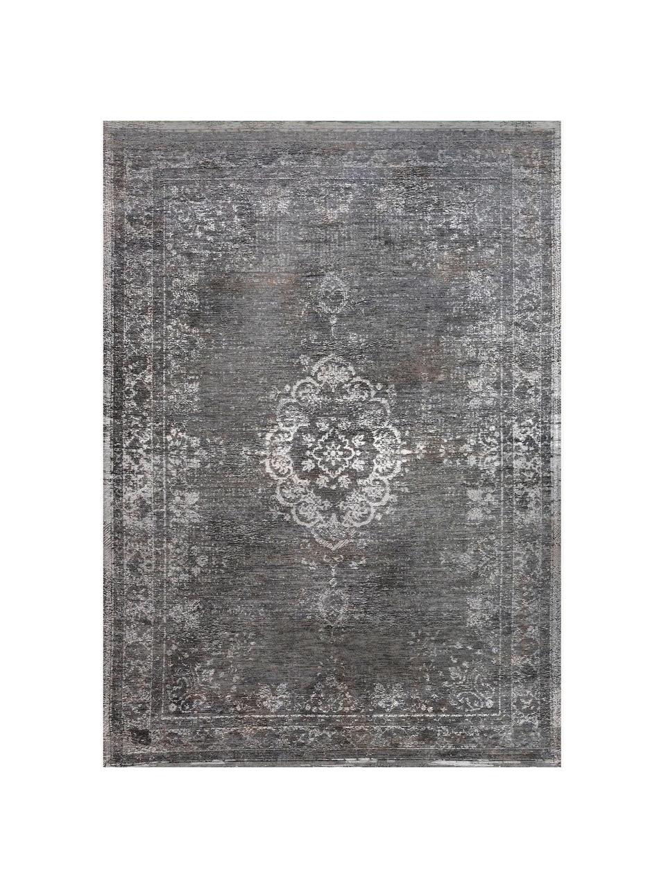 Tapis en chenille Medaillon, Fil de chenille (100 % coton), Gris foncé, larg. 80 x long. 150 cm (taille XS)