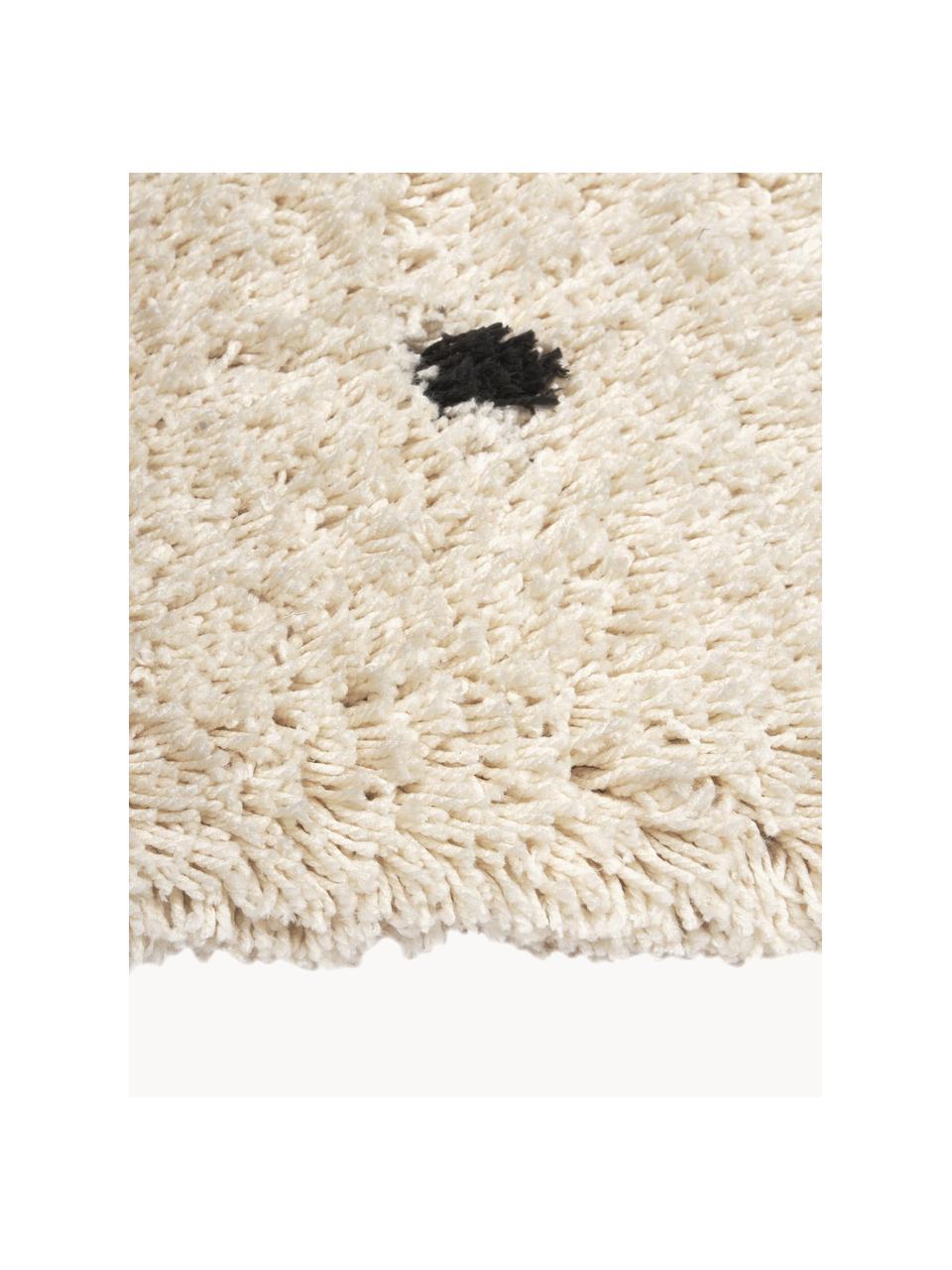 Flauschiger Hochflor-Läufer Ayana, handgetuftet, 100 % Polyester, GRS-zertifiziert, Hellbeige, Schwarz, B 80 x L 200 cm