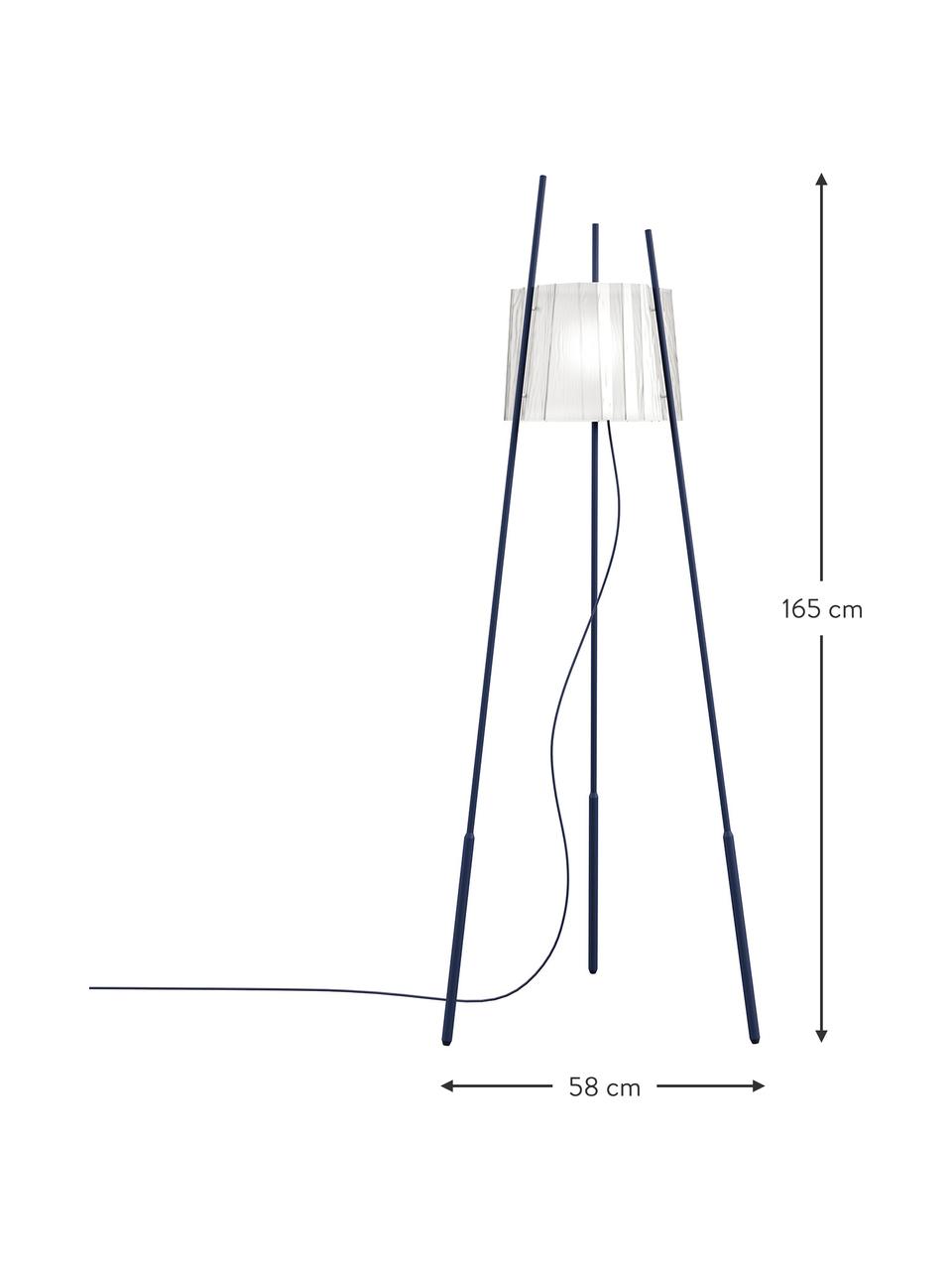 Lampa podłogowa ze szkła dmuchanego z funkcją przyciemniania Tyla, Stelaż: stal powlekana, Ciemny niebieski, W 165 cm