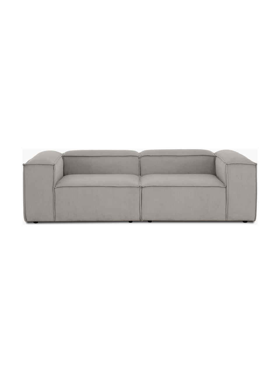 Modulares Sofa Lennon (3-Sitzer) aus Cord, Bezug: Cord (92 % Polyester, 8 %, Gestell: Massives Kiefernholz, Spe, Füße: Kunststoff Dieses Produkt, Cord Grau, B 238 x T 119 cm