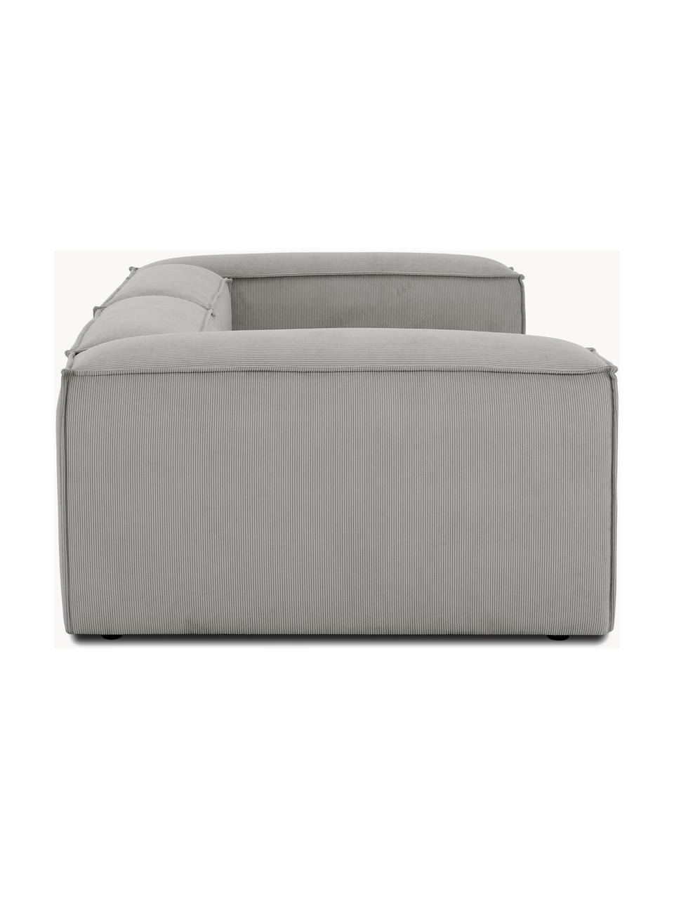 Modulares Sofa Lennon (3-Sitzer) aus Cord, Bezug: Cord (92 % Polyester, 8 %, Gestell: Massives Kiefernholz, Spe, Füße: Kunststoff Dieses Produkt, Cord Grau, B 238 x T 119 cm