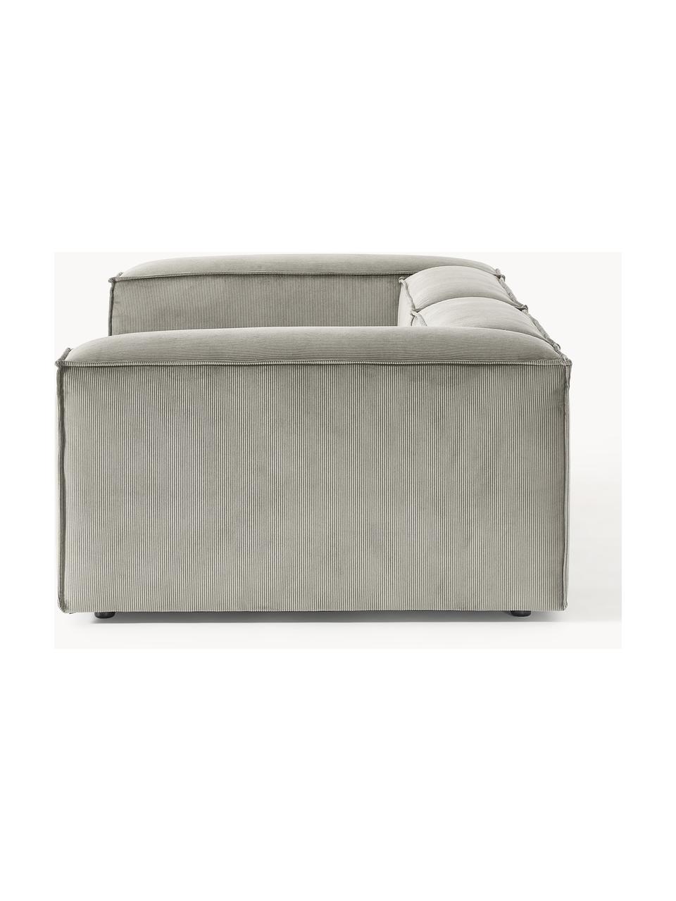 Canapé modulable 3 places en velours côtelé Lennon, Velours côtelé gris, larg. 238 x prof. 119 cm