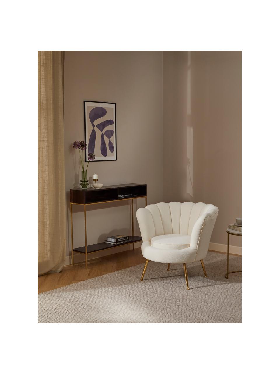 Sillón cóctel en tejido bouclé Oyster, Tapizado: tejido bouclé (poliéster), Estructura: madera de eucalipto contr, Patas: metal galvanizado, Bouclé blanco crema, An 81 x Al 75 cm