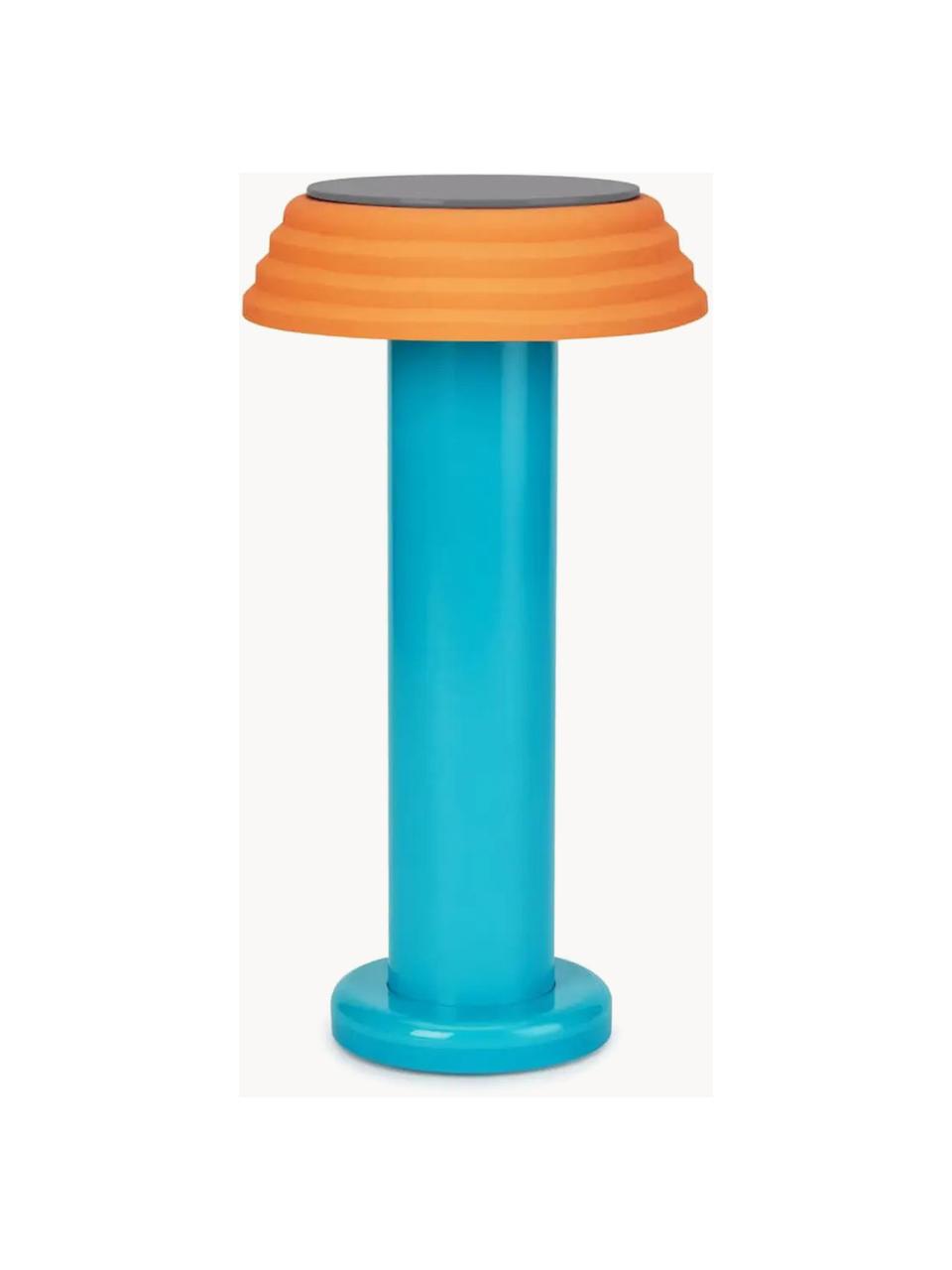 Kleine mobile LED-Tischlampe PL1, dimmbar, Lampenschirm: Silikon, Orange, Türkis, Ø 13 x H 24 cm