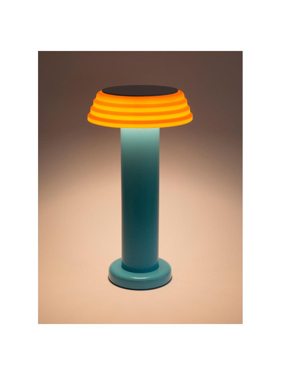 Kleine mobile LED-Tischlampe PL1, dimmbar, Lampenschirm: Silikon, Orange, Türkis, Ø 13 x H 24 cm