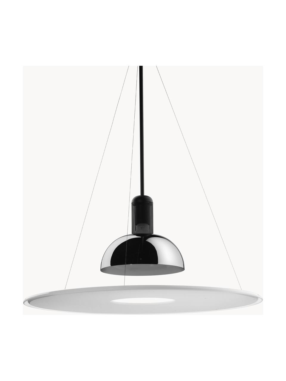 Lampada a sospensione con luce regolabile Frisbi, Struttura: metallo rivestito, Bianco, argentato, Ø 60 x Alt. 73 cm