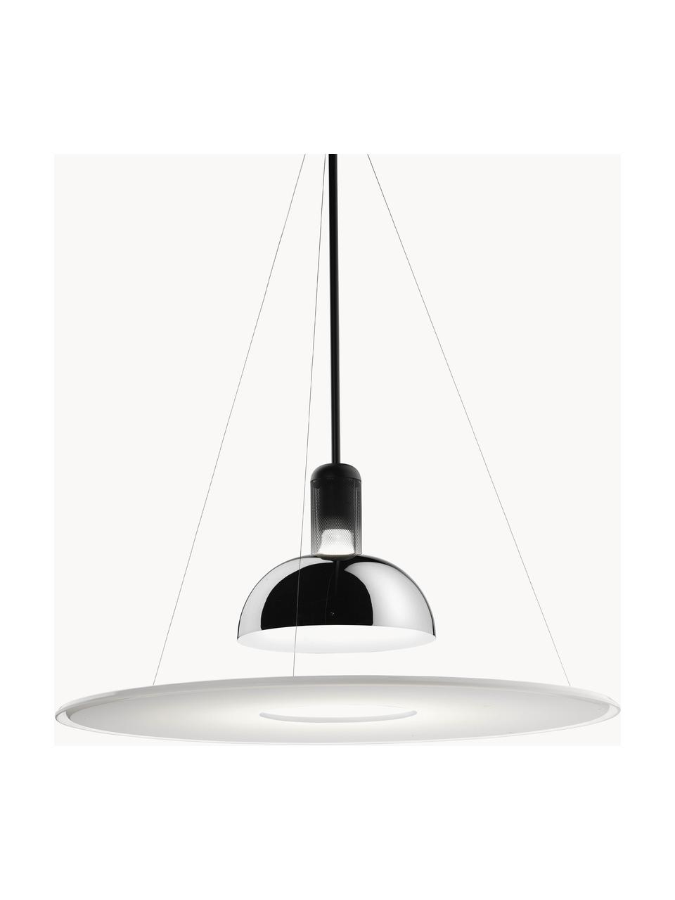 Dimbare hanglamp Frisbi, Wit, zilverkleurig, Ø 60 x H 73 cm