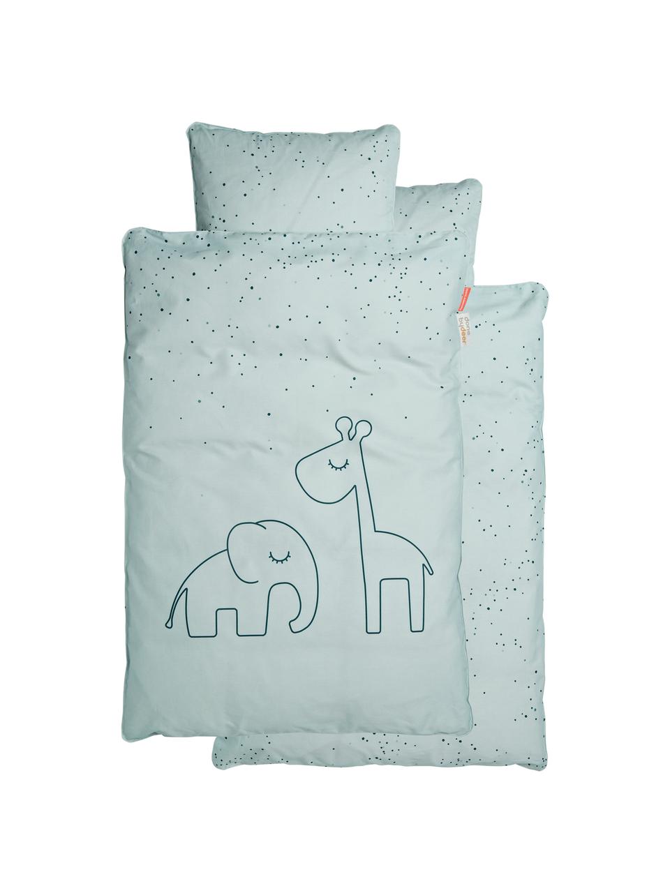 Beddengoed Dreamy Dots, 100% katoen, Oeko-Tex gecertificeerd, Blauw, 100 x 140 cm + 1 kussenhoes 40 x 60 cm