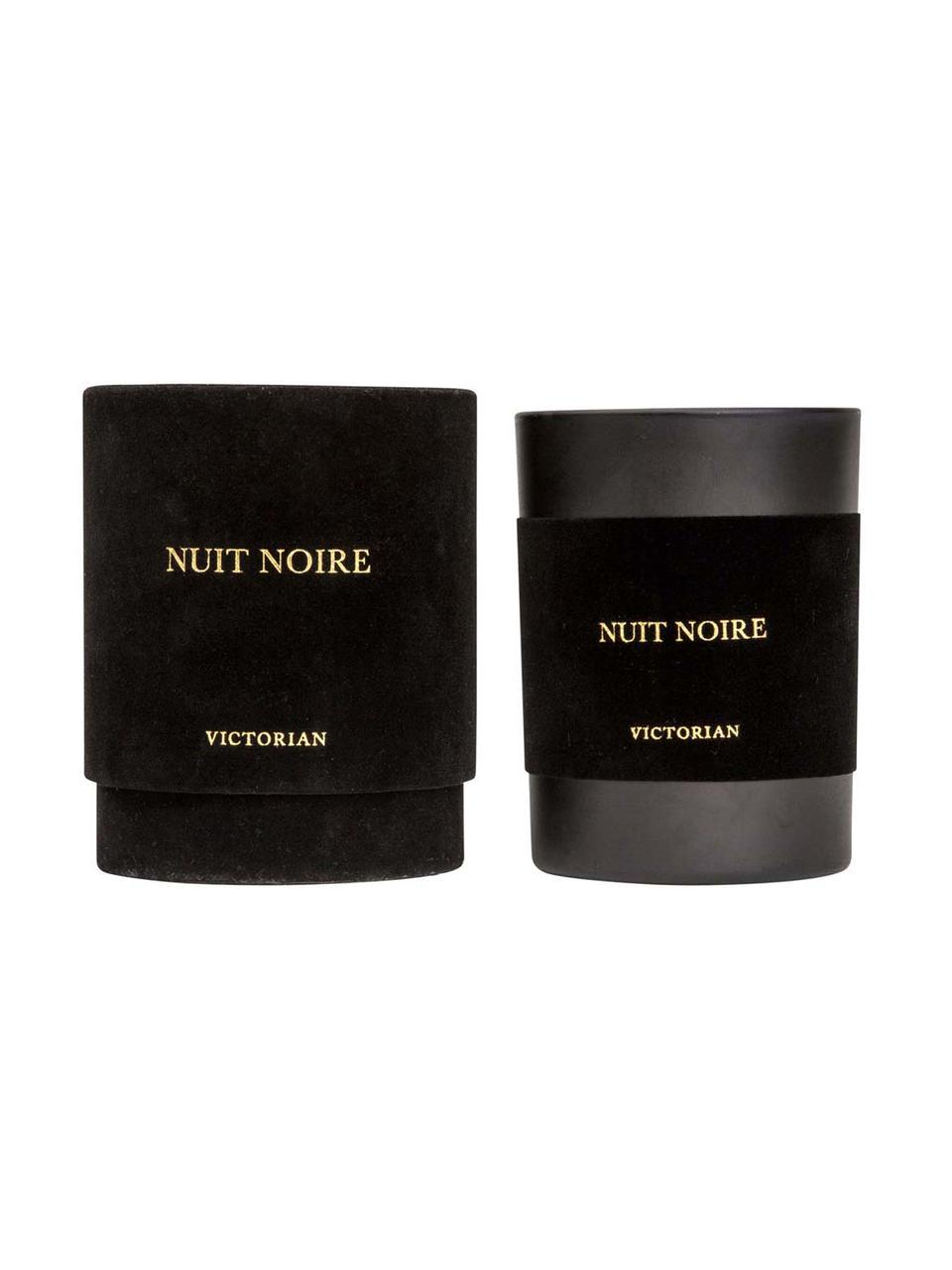 Vela perfumada Nuit Noire (jazmín y almizcle), Recipiente: vidrio, flocado, Negro, Ø 8 x Al 10 cm