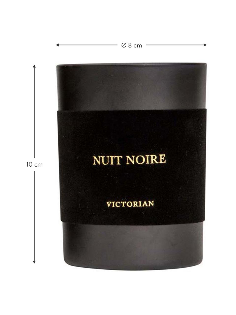 Vela perfumada Nuit Noire (jazmín y almizcle), Recipiente: vidrio, flocado, Negro, Ø 8 x Al 10 cm