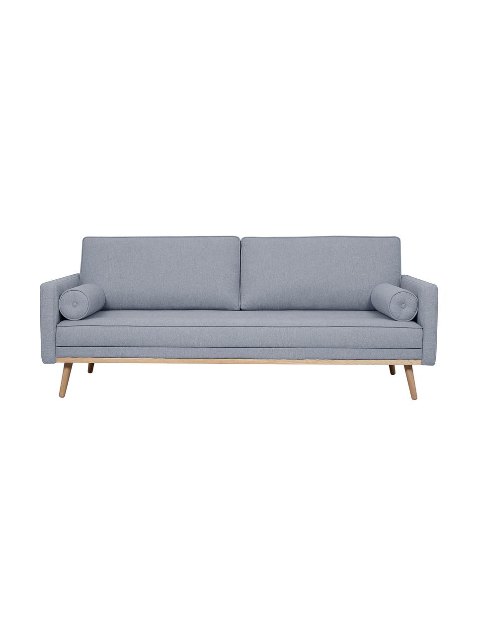 Sofa Saint (3-Sitzer) in Blaugrau mit Eichenholz-Füssen, Bezug: Polyester Der hochwertige, Gestell: Massives Kiefernholz, Spa, Webstoff Blaugrau, B 210 x T 93 cm