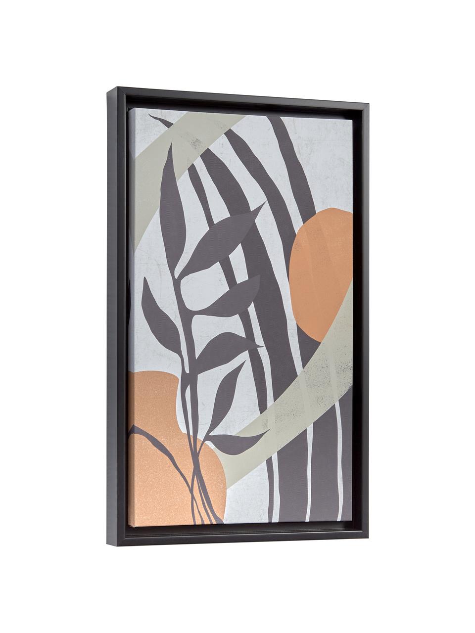 Gerahmter Digitaldruck Bianey, Rahmen: Mitteldichte Holzfaserpla, Bild: Leinwand, Blau, Grün, Orange, Grau, B 30 x H 50 cm