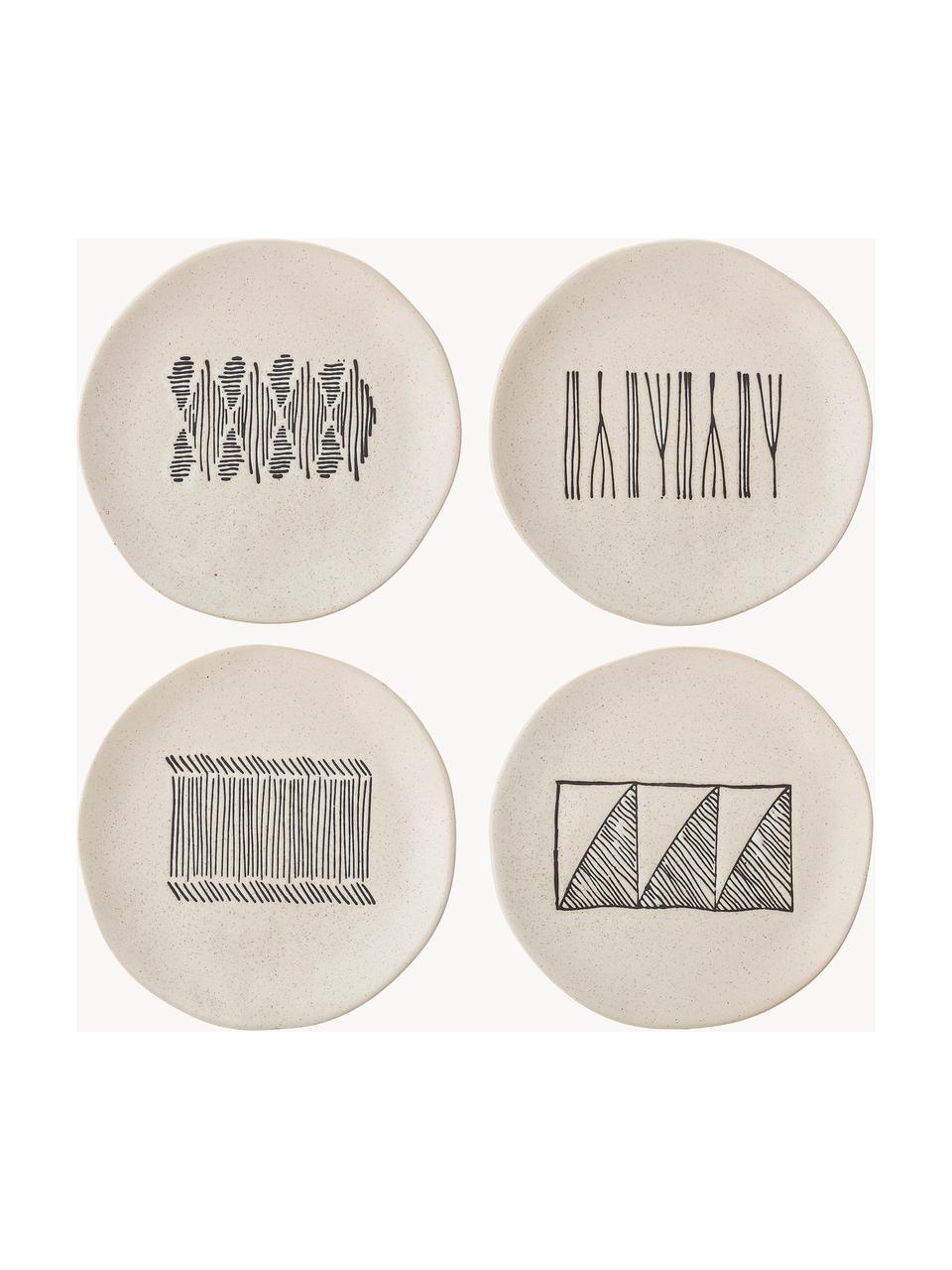 Set de platos postre artesanales Eliana, 4 uds., Gres, Arena, Ø 19 cm