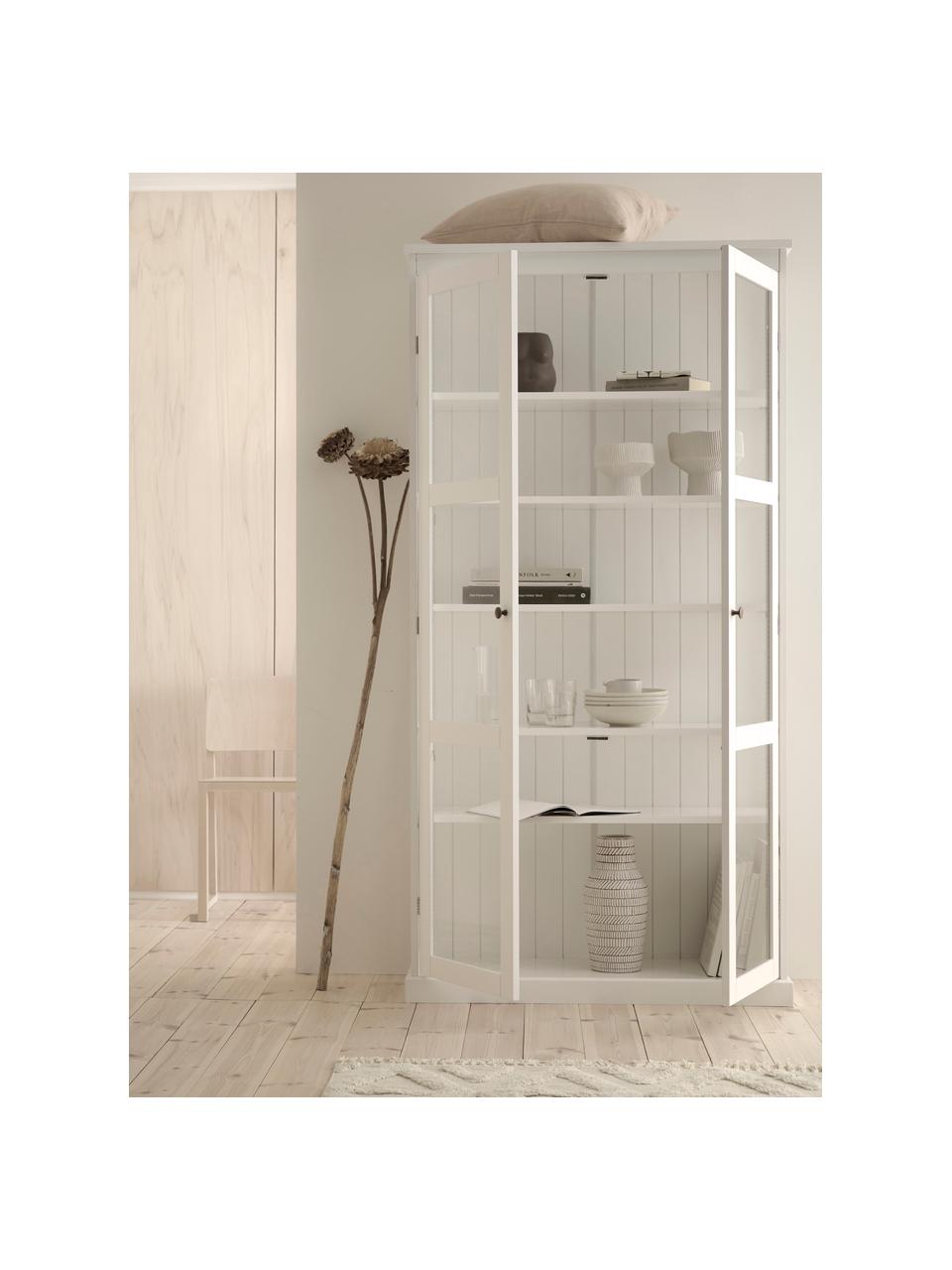 Vetrina Wilma, Maniglie: metallo rivestito, Bianco, Larg. 98 x Alt. 193 cm