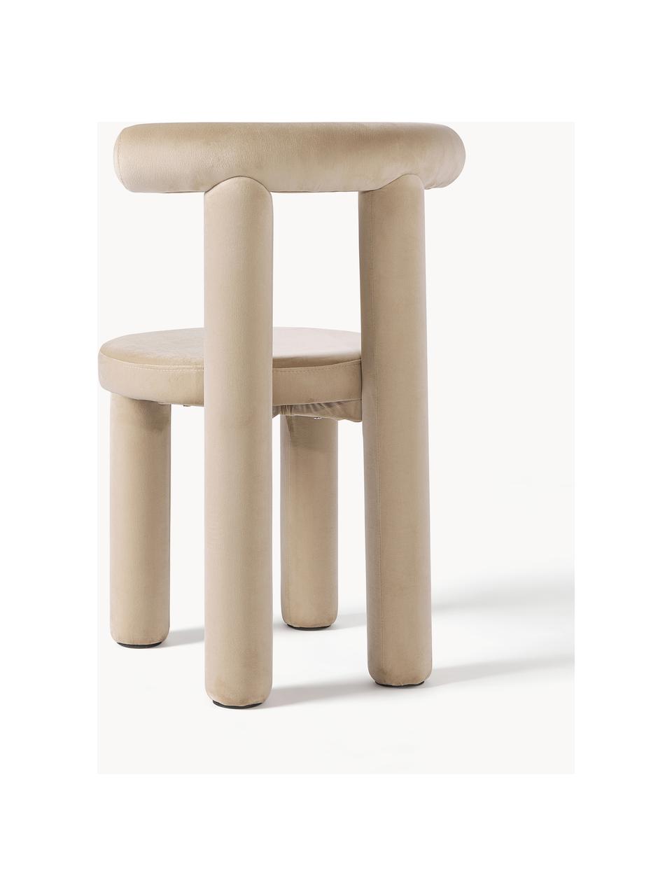 Sametová čalouněná židle Calan, Béžová, Š 55 cm, H 52 cm