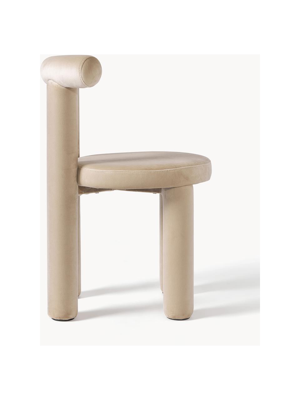 Chaise rembourrée en velours Calan, Velours beige, larg. 55 x prof. 52 cm