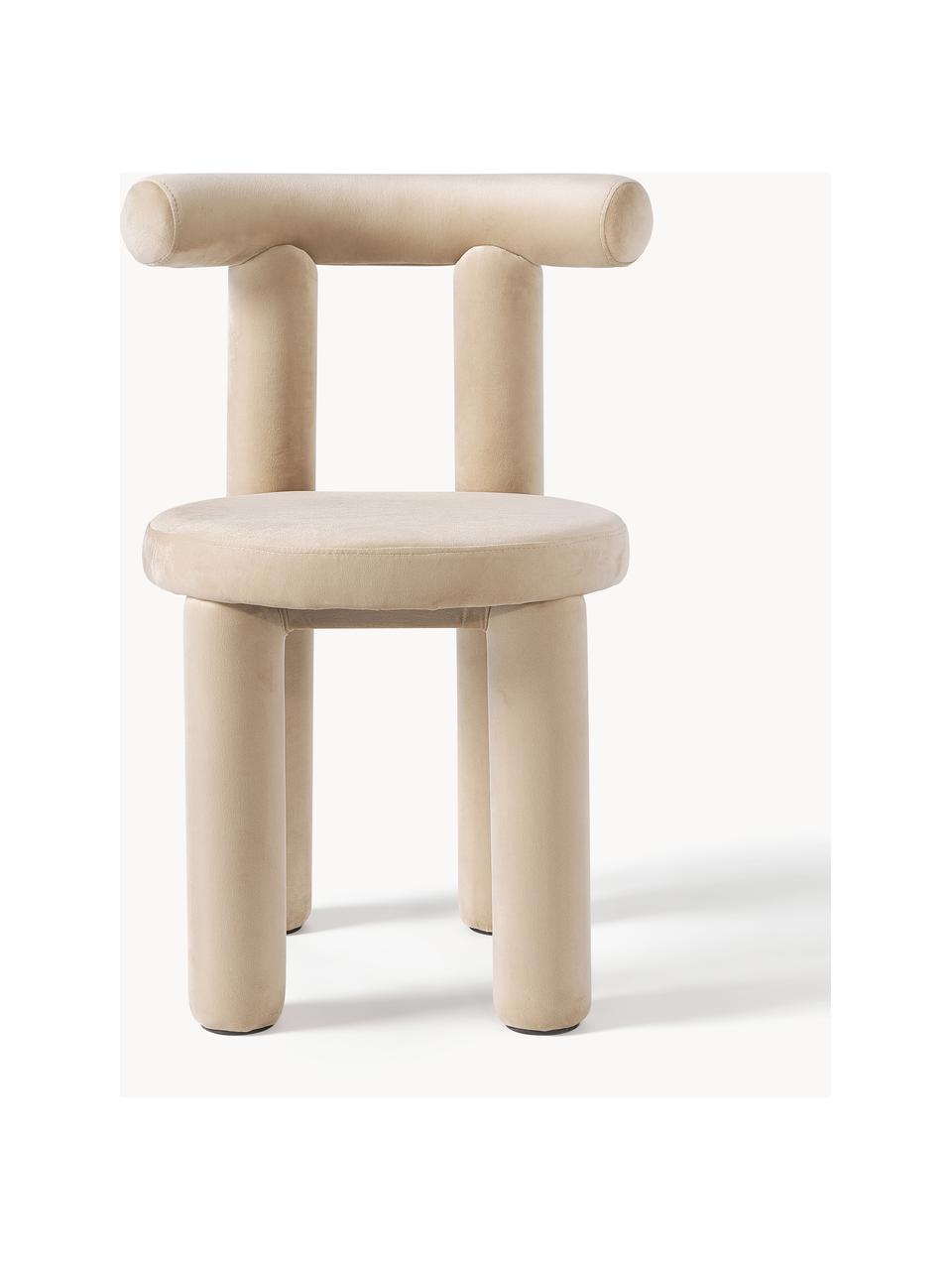 Fluwelen stoel Calan, Bekleding: 100 % polyester (fluweel), Frame: metaal, Fluweel beige, B 55 x D 52 cm