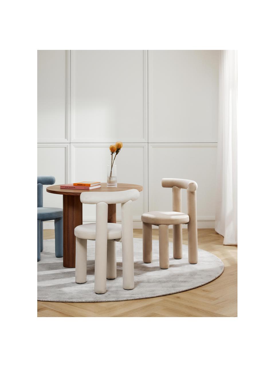 Krzesło tapicerowane z aksamitu Calan, Tapicerka: 100% poliester, Stelaż: metal powlekany pianką, Beżowy aksamit, S 55 x G 52 cm