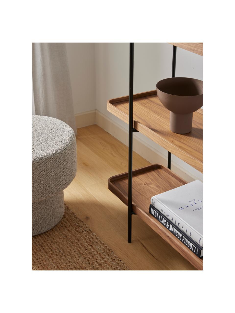 Grande étagère industrielle en bois avec cadre en métal Renee, Noyer, larg. 100 x haut. 180 cm