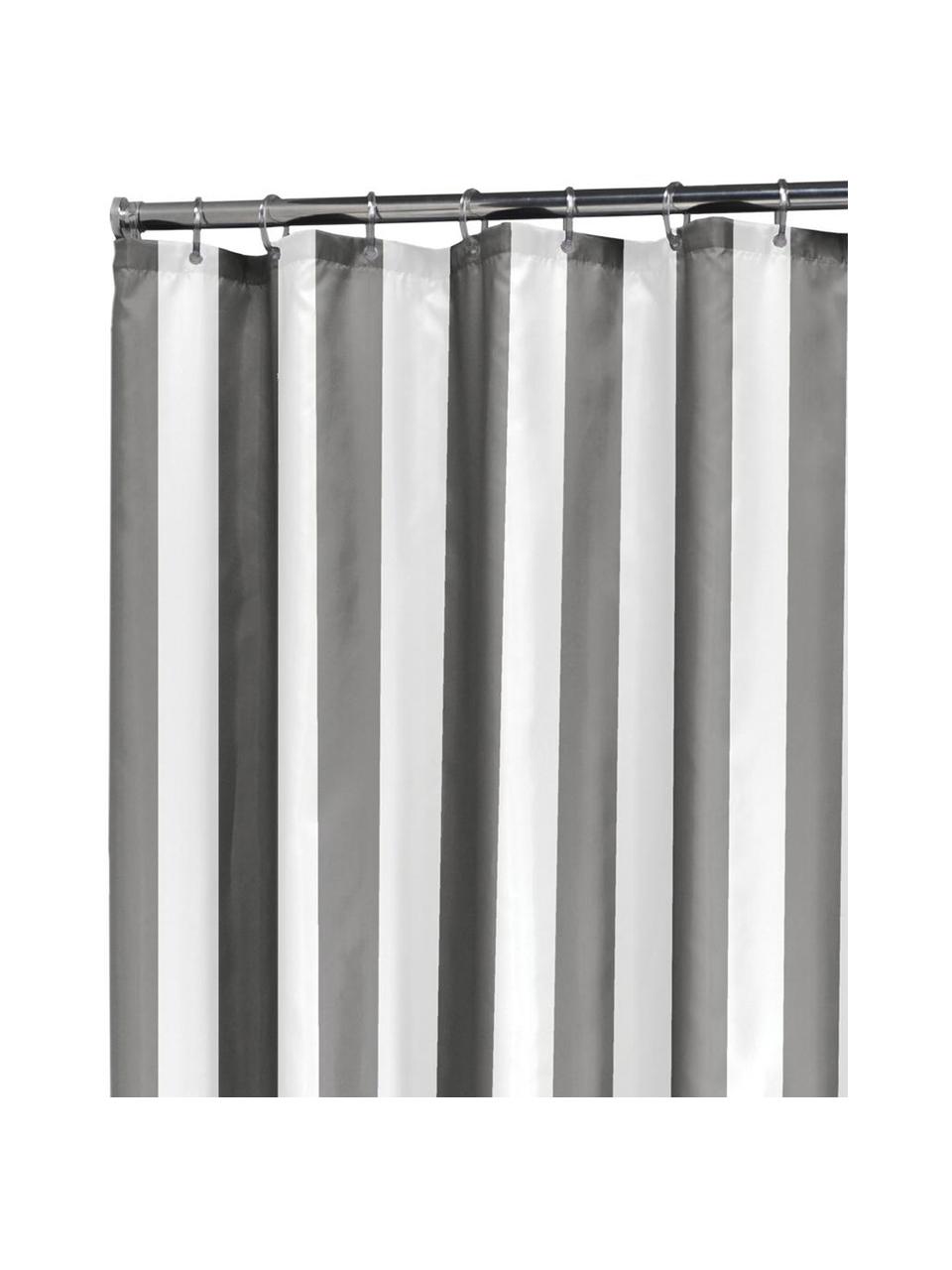 Cortina de baño Maggie, Ojales: metal, Gris, blanco, An 180 x L 200 cm