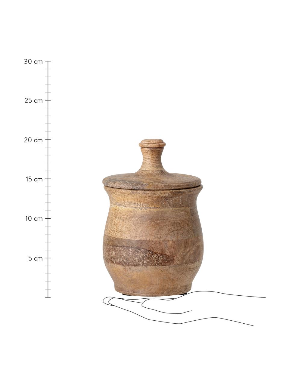 Úložná dóza z mangového dreva Viktoria, Ø 13 x V 21 cm, Mangové drevo, Hnedá, Ø 13